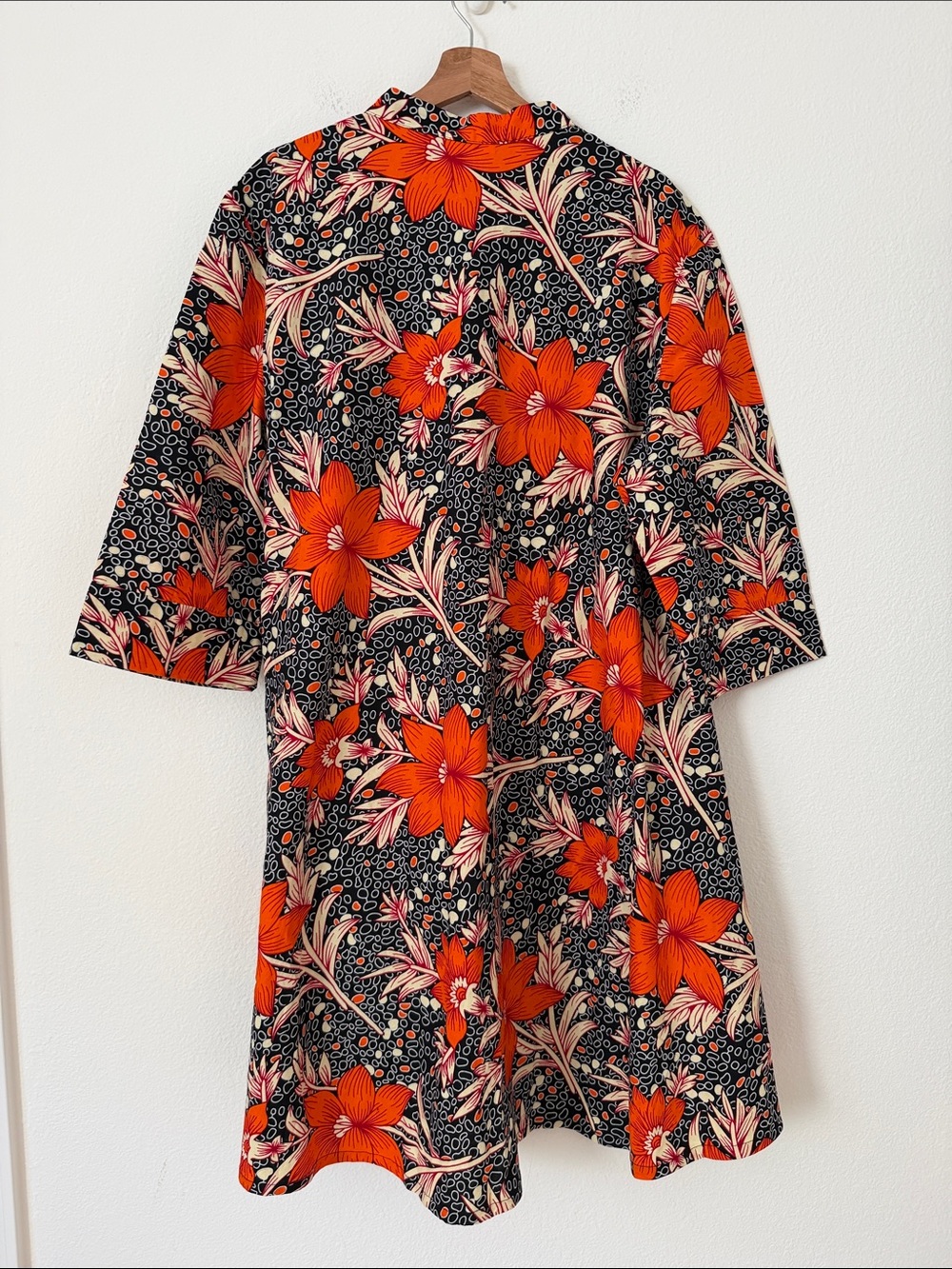 Zuri Kenya Floral Poplin Cotton Long Sleeve Shirt Dress Size 1X Just One Dress - Picture 5 of 10